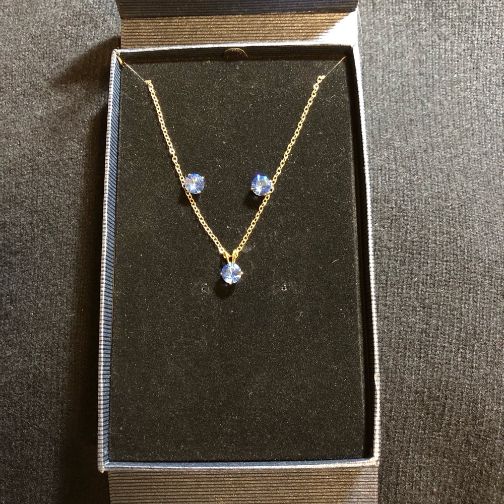 Blue Crystal Earring and Necklace set